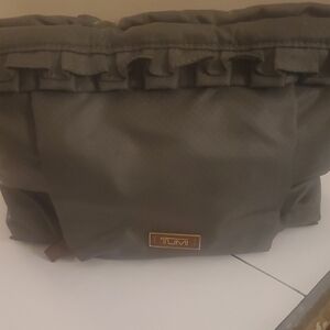 TUMI Olive Gray Ruffled Tote Bag